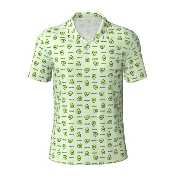Balery Green Avocado Printed Men’s Short Sleeve Polo Shirt, Midweight Men's Shirt,Golf Polo shirts -