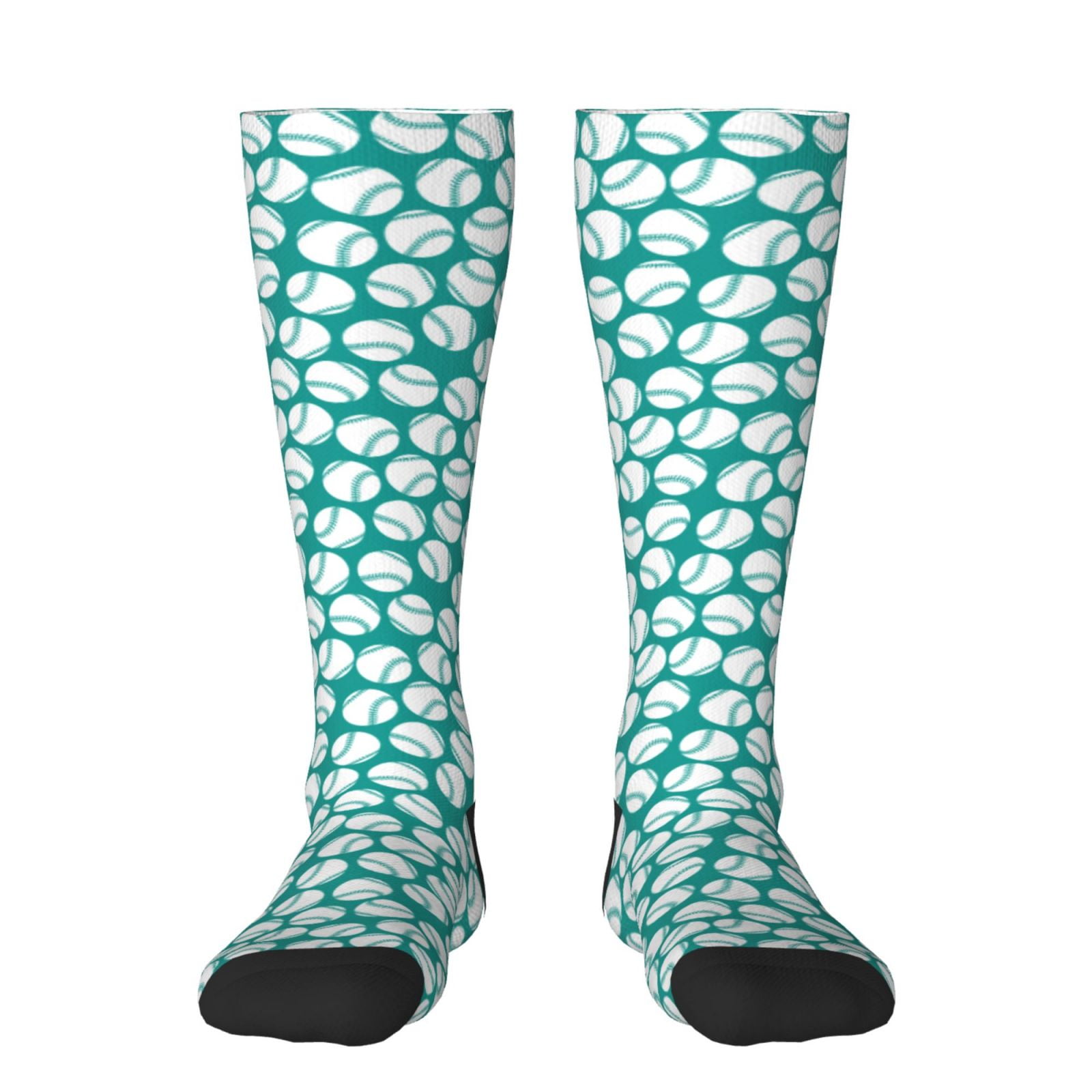 Balery Green Baseball Printed Novelty Socks Men's Women's Crew Socks