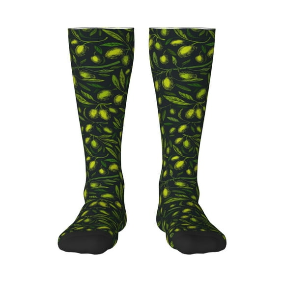 Balery Green Branch Olive Fun Novelty Socks Men'S Women'S Crew Socks Funny Crazy Novelty Socks Quirky And Cool Socks