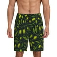 thumbnail image 1 of Balery Green Branch Olive Men's Cotton Knit Pajama Shorts Waistband & Pockets,Short Pajama Pants-Small, 1 of 8