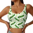 thumbnail image 1 of Balery Green Cucumber1 Pattern Racerback Sports Bras for Women - Padded Seamless High Impact Support for Yoga Gym Workout Fitness-Large, 1 of 8