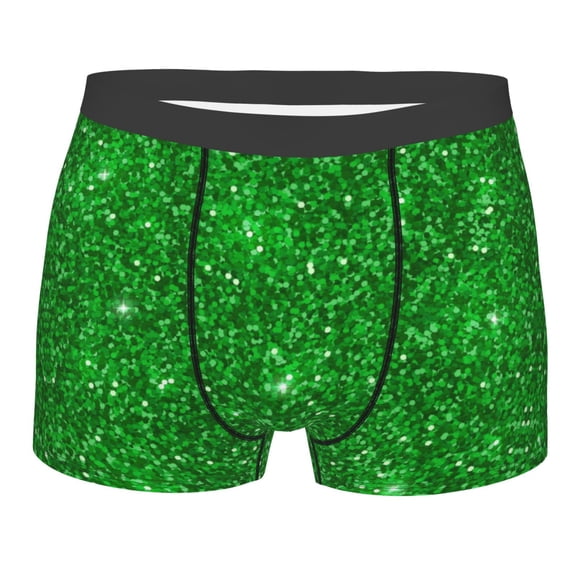 Balery Green Glitter Men's Boxer Briefs, Soft and Breathable Cotton Underwear with nylon Waistband-XX-Large