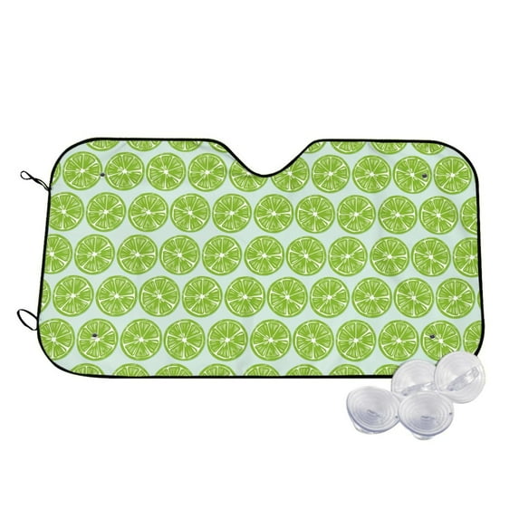 Balery Green Lemon Slices Print Car Windshield Sun Shade,Windshield Sunshade for Car Pickup Truck SUV Accessories-Medium