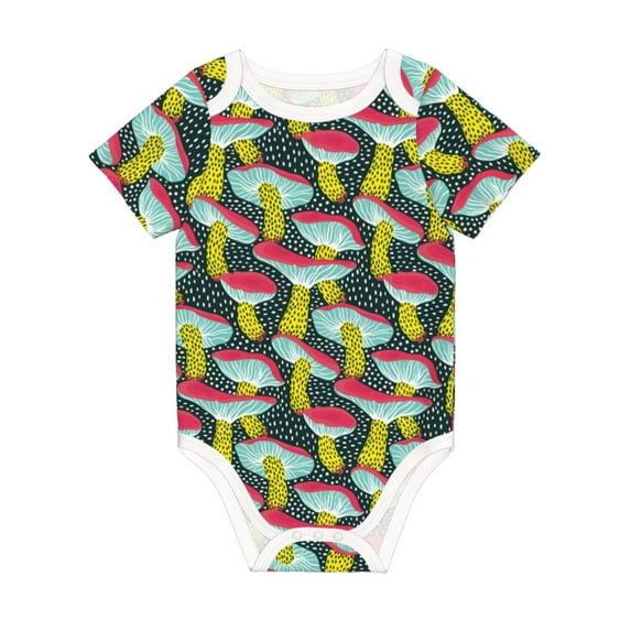 Balery Green Mushroom Pattern Baby Climbing Clothes Infant Bodysuit Cute Infant Bodysuit Baby Romper-18 Months