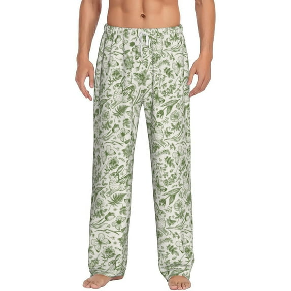 Balery Green Rabbit print Men's Pajama Pants,Ultra Lightweight Pjs,Lounge Pant-Small