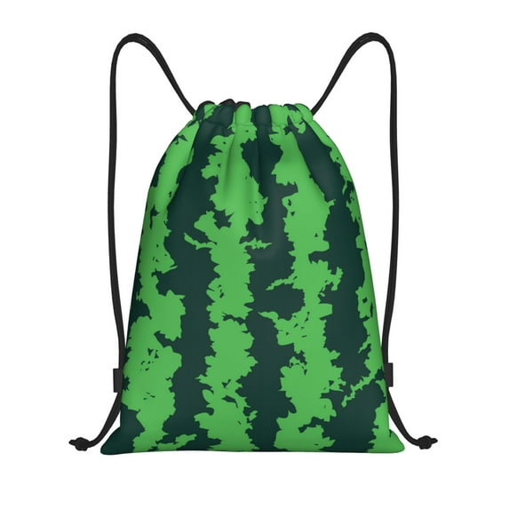 Balery Green Stripes Of Watermelon Pattern Drawstring Backpack Bag Sport Gym Sackpack Cinch Bags Pattern Drawstring Backpack Bag Sport Gym Sackpack Cinch Bags -Medium