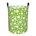 thumbnail image 1 of Balery Green White Flowers Round Laundry Basket with Handles Waterproof Freestanding Laundry Hamper for Clothes Toys in the Dorm and Family-, 1 of 8