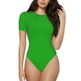 thumbnail image 1 of Balery Green Women's Short Sleevee Crew Neck Bodysuit Tops Short Sleeve Tops Basic-Large, 1 of 9
