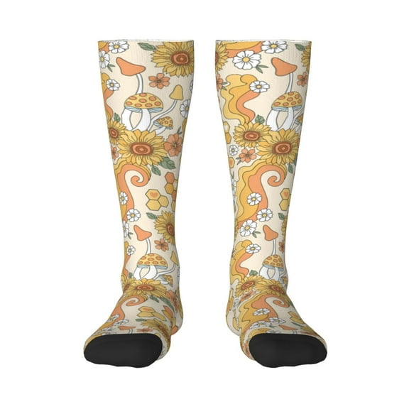 Balery Groovy Hippie Flower Mushrooms Fun Novelty Socks Men'S Women'S Crew Socks Funny Crazy Novelty Socks Quirky And Cool Socks