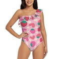 thumbnail image 1 of Balery Haear Strawberry One Shoulder Swimsuits for Women Ruffle Swimsuits Tummy Control One Shoulder Bathing Suits-XX-Large, 1 of 8