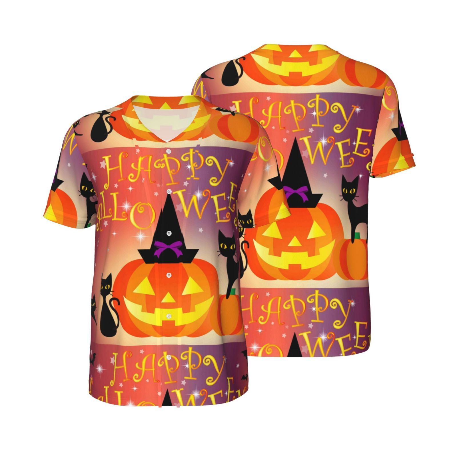 Balery Halloween Baseball Jersey for Men Casual Button Down Shirts