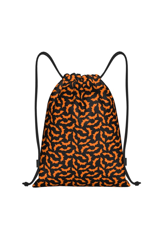 Halloween Bat Pattern Drawstring Backpack Bag Sport Gym Sackpack Cinch Bags Pattern Drawstring Backpack Bag Sport Gym Sackpack Cinch Bags -Medium