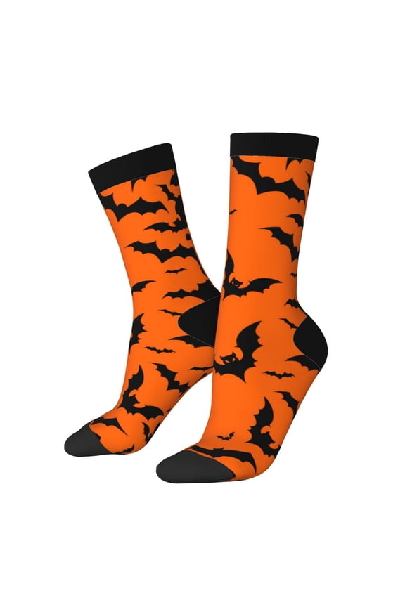 Halloween Bats Pattern Crew Socks Unisex– Soft & Breathable Socks for Men & Women, One-Size Fits Most (US 5-11), Comfortable & Durable for Daily Wear