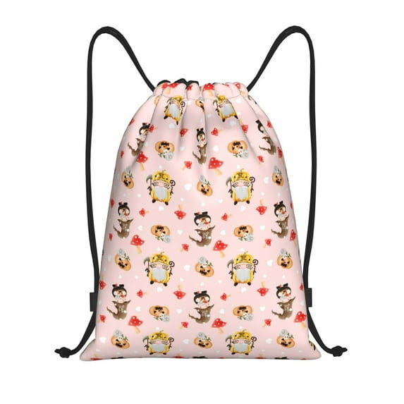 Balery Halloween Gnomes Pattern Drawstring Backpack Bag Sport Gym Sackpack Cinch Bags Pattern Drawstring Backpack Bag Sport Gym Sackpack Cinch Bags -Medium
