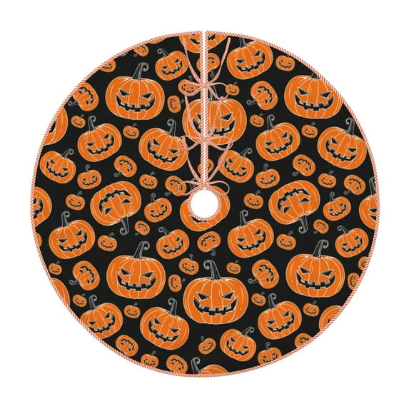 Balery Halloween Pumpkins Printed Christmas Tree Skirt , Merry Christmas Party Christmas Tree Decoration,Adjustable Tree Skirt-30"