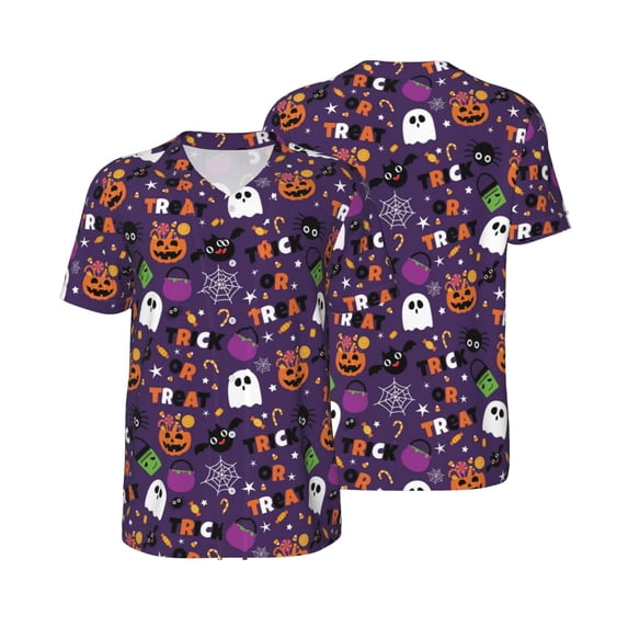 Balery Halloween Sweet Candy Baseball Jersey for Men Casual Button Down Shirts Short Sleeve Active Team Sports Uniform-XX-Large