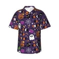 thumbnail image 1 of Balery Halloween Sweet Candy Print Men's Hawaiian Shirts Short Sleeve Beach Shirt Relaxed Fit Vacation Button Down Shirts-XX-Large, 1 of 9