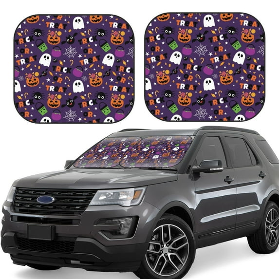 Balery Halloween Sweet Candy Sun Shield 2 Pack For Car Front Windows Foldable Sun Visor Protector Blocks Max Uv Rays And Keeps Your Vehicle Cool For Most Sedans Suv Truck