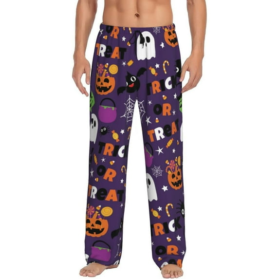 Balery Halloween Sweet Candy print Men's Pajama Pants,Ultra Lightweight Pjs,Lounge Pant-Medium