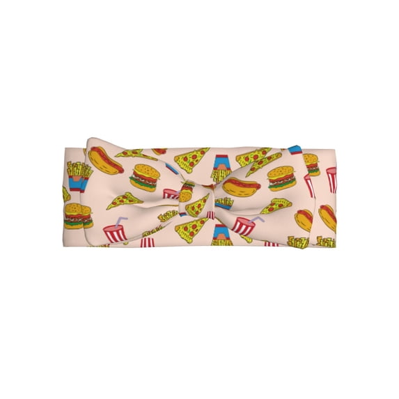 Balery Hamburger Pizza Coke Pattern Baby Headbands Hairbands Hair Bow Elastics for Baby Girls Newborn Infant Toddlers Kids
