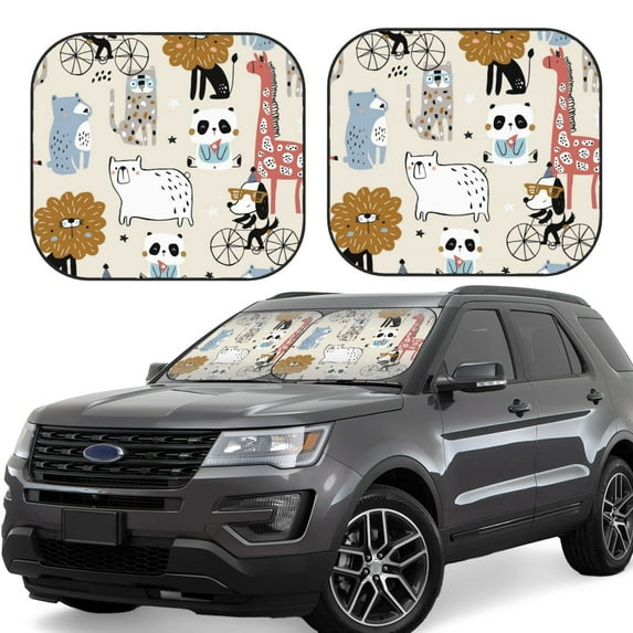 Balery Hand Drawn Animals Sun Shield 2 Pack For Car Front Windows Foldable Sun Visor Protector Blocks Max Uv Rays And Keeps Your Vehicle Cool For Most Sedans Suv Truck