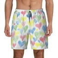 thumbnail image 1 of Balery Hand Drawn Colored Hearts Mens Swim Trunks Swim Shorts for Men Quick Dry Inseam Beach Shorts with Compression Liner Pocket-Medium, 1 of 9
