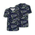 thumbnail image 1 of Balery Hand Drawn Rockets Baseball Jersey for Men Casual Button Down Shirts Short Sleeve Active Team Sports Uniform-Small, 1 of 9
