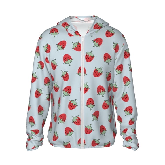 Balery Hand Drawn Strawberry Men's Women's UPF 50+ Sun Protection Lightweight Hoodie Performance Long Sleeve Shirt for Fishing Running-XX-Large