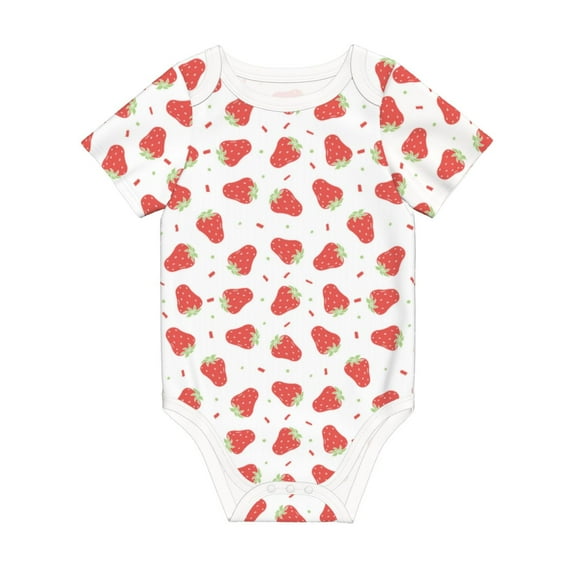 Balery Hand Drawn Strawberry Pattern Baby Climbing Clothes Infant Bodysuit Cute Infant Bodysuit Baby Romper-18 Months