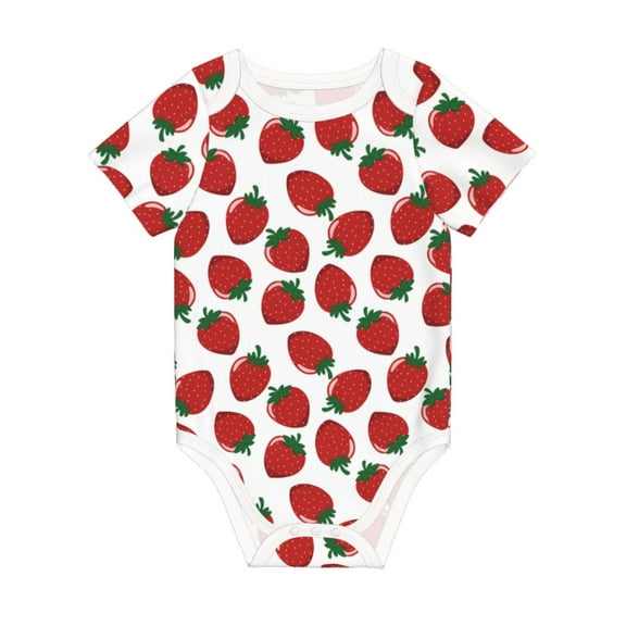 Balery Hand Drawn Strawberry Pattern Baby Climbing Clothes Infant Bodysuit Cute Infant Bodysuit Baby Romper-9M