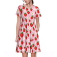 thumbnail image 1 of Balery Hand Drawn Strawberry Pattern Womens Dresses Loose Short sleeve Sundresses Swimsuit Coverup 2025 Summer Casual Dress for Women - A-Line Swing Dress, 1 of 6