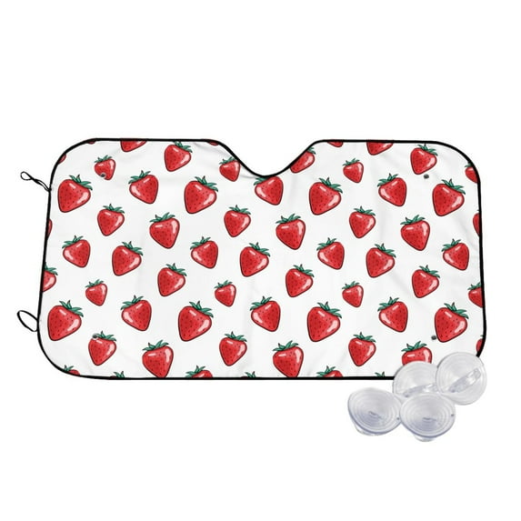 Balery Hand Drawn Strawberry Print Car Windshield Sun Shade,Windshield Sunshade for Car Pickup Truck SUV Accessories-Medium
