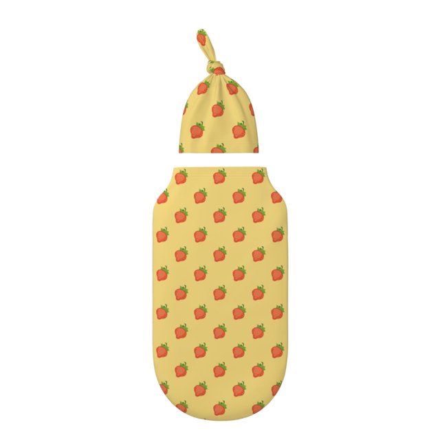 Balery Hand Drawn Strawberry Printed Baby Swaddle Receiving Blankets