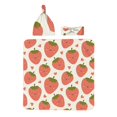 Balery Hand Drawn Strawberry Printed Newborn Receiving Blanket Bow