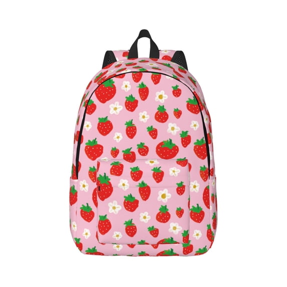 Balery Hand Drawn Strawberry Vintage Canvas Backpack for Men and Women - Large Capacity, Durable Travel Laptop Bag for School, Work, Hiking, and Outdoor Activities