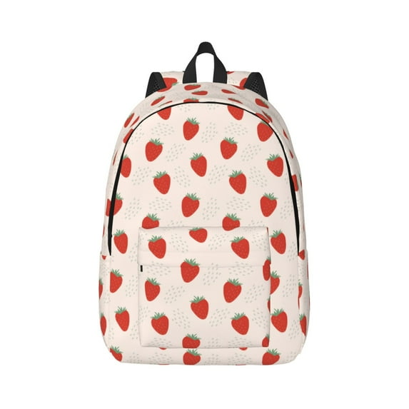 Balery Hand Drawn Strawberry Vintage Canvas Backpack for Men and Women - Large Capacity, Durable Travel Laptop Bag for School, Work, Hiking, and Outdoor Activities