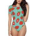 thumbnail image 1 of Balery Hand Drawn Strawberry Women's Short Sleevee Crew Neck Bodysuit Tops Short Sleeve Tops Basic-Large, 1 of 9
