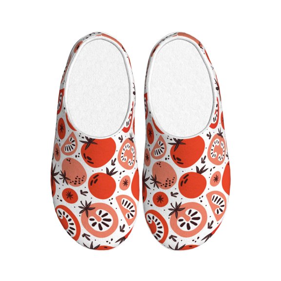 Balery Hand Drawn Tomatoes Pattern Women's Fuzzy Memory Foam Slippers Fluffy Winter House Shoes Indoor and Outdoor-39/40