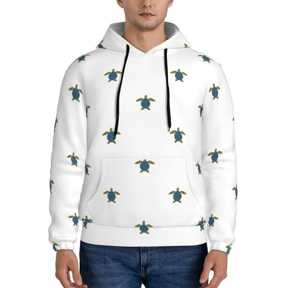 Balery Hand Drawn Turtle Pattern Mens Hoodie Kangaroo Pocket Hoodie Pullover Hooded Sweatshirt Ideal for Daily Wear Travel and Home-4X-Large