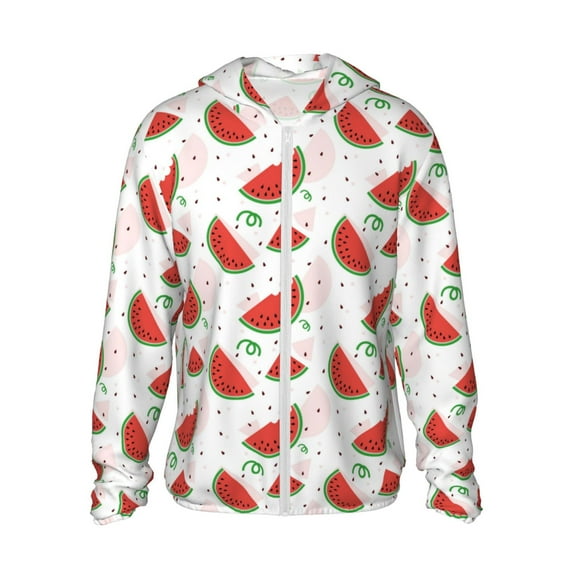 Balery Hand Drawn Watermelon Men's Women's UPF 50+ Sun Protection Lightweight Hoodie Performance Long Sleeve Shirt for Fishing Running-XX-Large