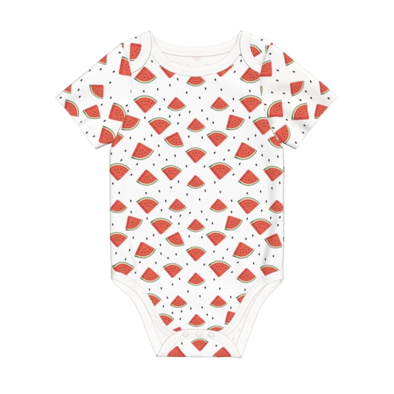 Balery Hand Drawn Watermelon Pattern Baby Climbing Clothes Infant Bodysuit Cute Infant Bodysuit Baby Romper-12 Months