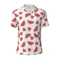 thumbnail image 1 of Balery Hand Drawn Watermelon Printed Men’s Short Sleeve Polo Shirt, Midweight Men's Shirt,Golf Polo shirts -, 1 of 9