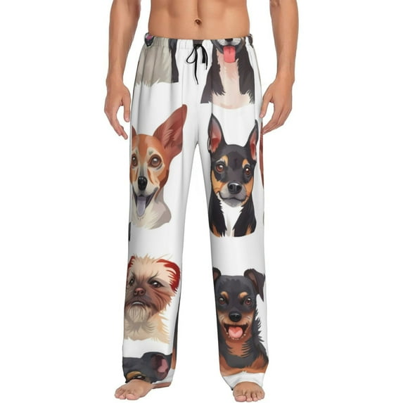 Balery Happy Dog Faces Collage print Men's Pajama Pants,Ultra Lightweight Pjs,Lounge Pant-X-Large