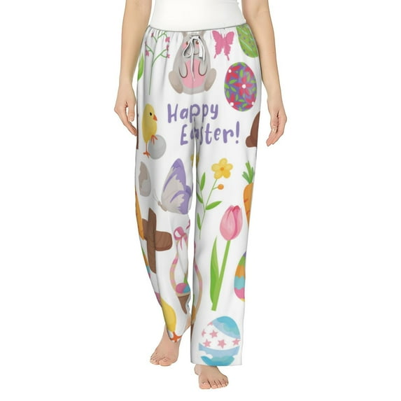 Balery Happy Easter1 print Women's Pajama Pants,Ultra Lightweight Pjs,Lounge Pant-X-Large