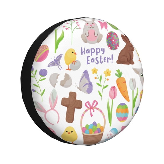 Balery Happy Easter1tire Cover Waterproof Dust-Proof, Universal Spare Wheel Tire Cover For Trailer, Rv, Suv Truck And Vehicle Camper Accessories-17 Inch