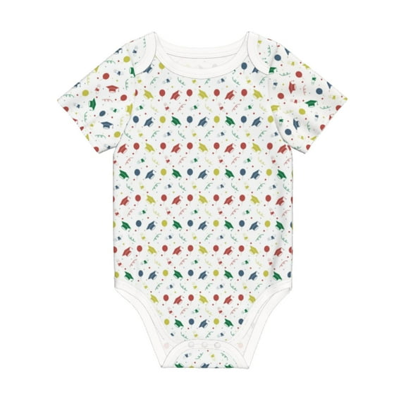 Balery Happy Graduation Pattern Baby Climbing Clothes Infant Bodysuit Cute Infant Bodysuit Baby Romper-12 Months