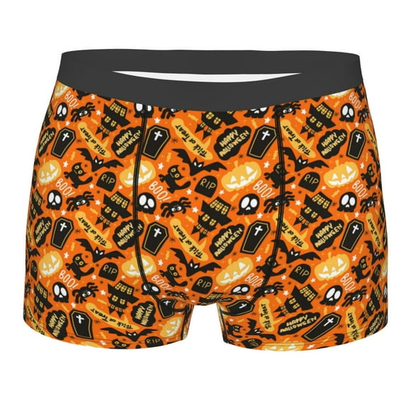 Balery Happy Halloween1 Men's Boxer Briefs, Soft and Breathable Cotton Underwear with nylon Waistband-X-Large