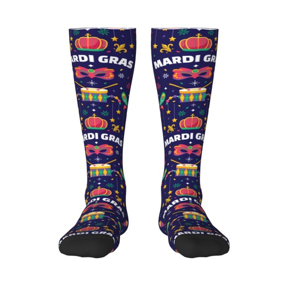 Balery Happy Mardi Gras Fun Novelty Socks Men'S Women'S Crew Socks Funny Crazy Novelty Socks Quirky And Cool Socks