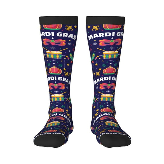 Balery Happy Mardi Gras Fun Novelty Socks Men'S Women'S Crew Socks Funny Crazy Novelty Socks Quirky And Cool Socks