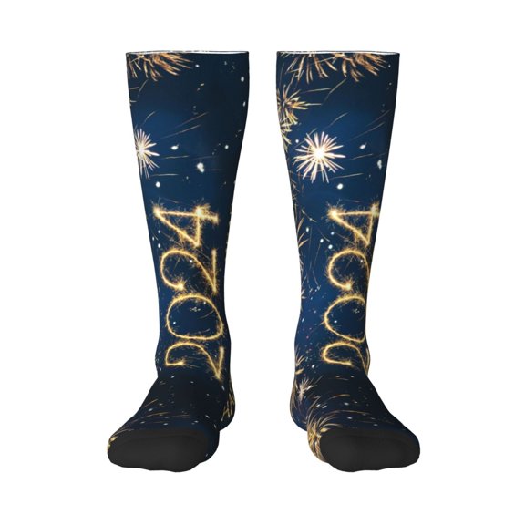 Balery Happy New Year 2024 (3) Fun Novelty Socks Men'S Women'S Crew Socks Funny Crazy Novelty Socks Quirky And Cool Socks
